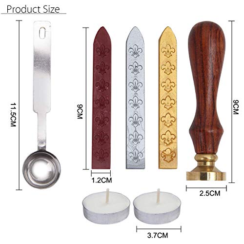 Mingting Wax Seal Stamp Kit,Mingting Classical Old-Fashioned Antique Wax Stamp Seal Kit Initial Letters Alphabet Set Gift Box with Vintage Wooden Handle and Brass Color Head(I) - Image 4