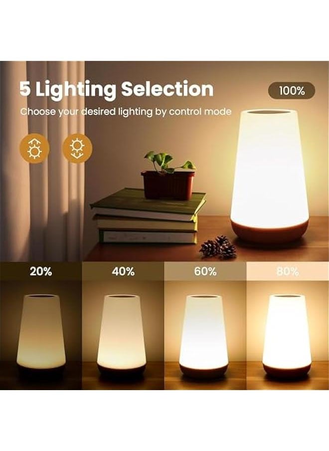 Touch Lamp, Portable Table Sensor Control Bedside Lamps with Quick USB Charging Port, 5 Level Dimmable Warm White Light & 13 Color Changing RGB for Bedroom/Office/Hallways