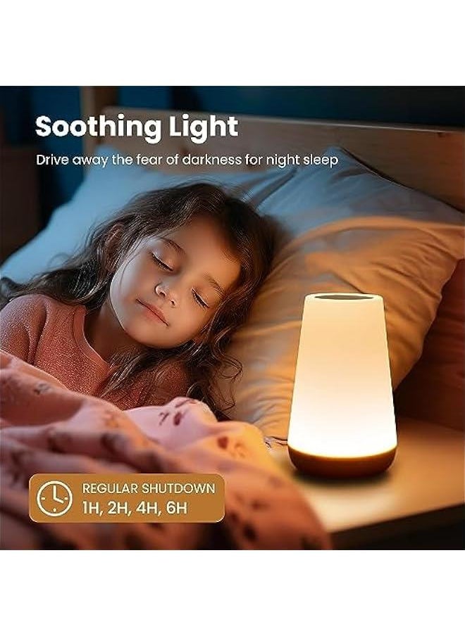 Touch Lamp, Portable Table Sensor Control Bedside Lamps with Quick USB Charging Port, 5 Level Dimmable Warm White Light & 13 Color Changing RGB for Bedroom/Office/Hallways