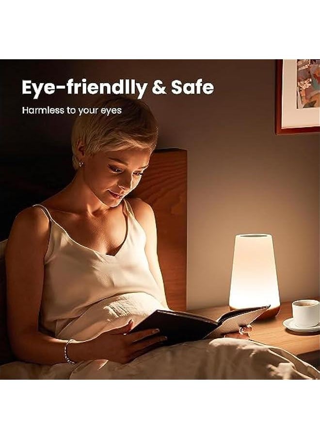 Touch Lamp, Portable Table Sensor Control Bedside Lamps with Quick USB Charging Port, 5 Level Dimmable Warm White Light & 13 Color Changing RGB for Bedroom/Office/Hallways
