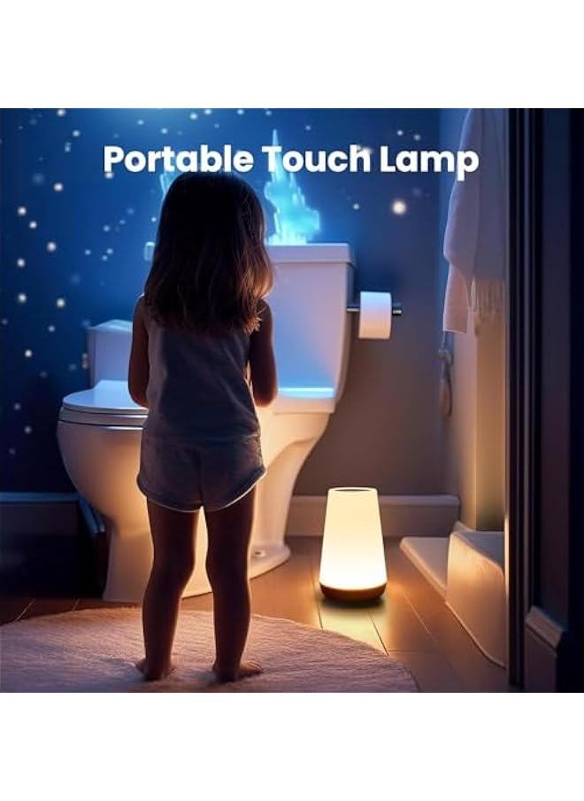 Touch Lamp, Portable Table Sensor Control Bedside Lamps with Quick USB Charging Port, 5 Level Dimmable Warm White Light & 13 Color Changing RGB for Bedroom/Office/Hallways