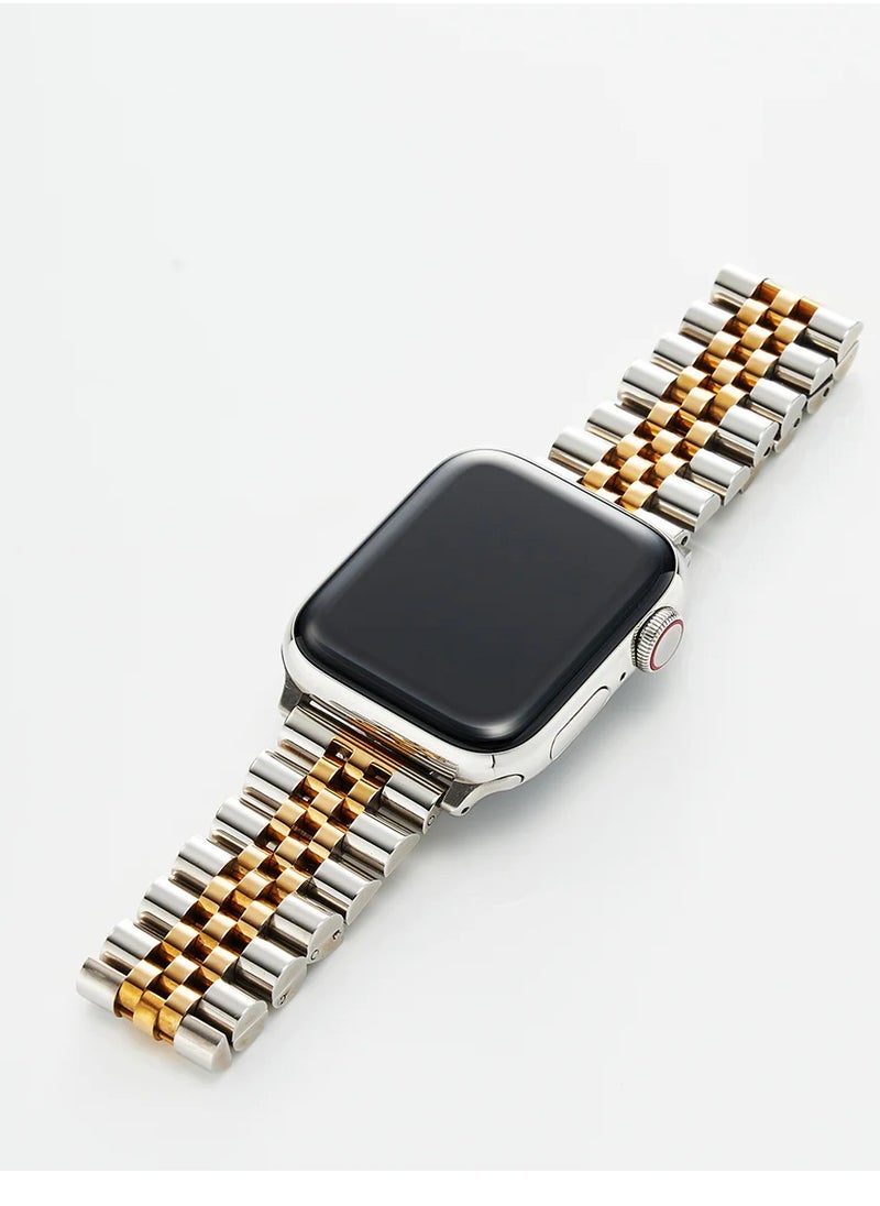 Generic - Apple watch rolex band Stainless Steel Watch Band Straps compatible 42-44mm 45mm 49 mm Silver Gold - Image 1
