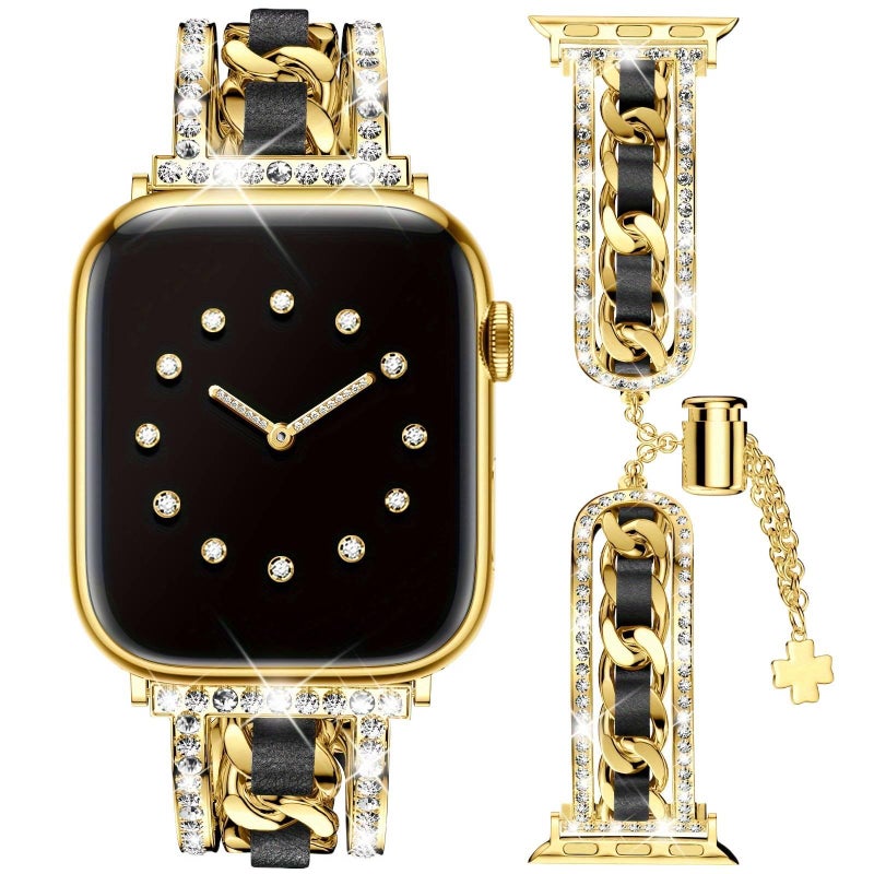 سوار ساعة ذكية سوار راتنج متوافق مع Apple Watch / SE بملاءمة قابلة للتعديل وحزام بديل للاستخدام اليومي باللون Gold قابل للتعديل - NUR - Image 3