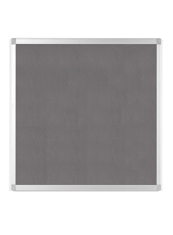 Mastervision Ayda Wall Mount Push Pin Bulletin Board, 24" x 36", Gray Felt, Aluminum Frame, for Home or Office - Image 1