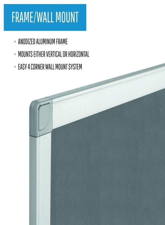 Mastervision Ayda Wall Mount Push Pin Bulletin Board, 24" x 36", Gray Felt, Aluminum Frame, for Home or Office - Image 4