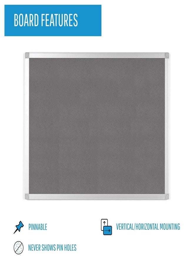 Mastervision Ayda Wall Mount Push Pin Bulletin Board, 24" x 36", Gray Felt, Aluminum Frame, for Home or Office - Image 3