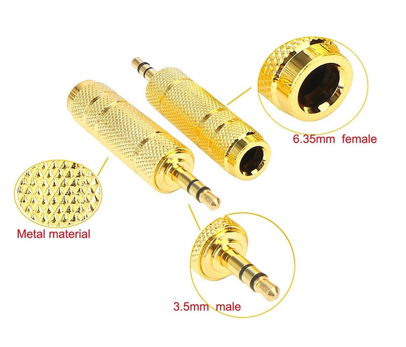 LipiWorld® 3.5mm Stereo Male to 6.3mm Stereo Female Adapter Converter Plug Jack -Gold (3 PCS) - Image 3