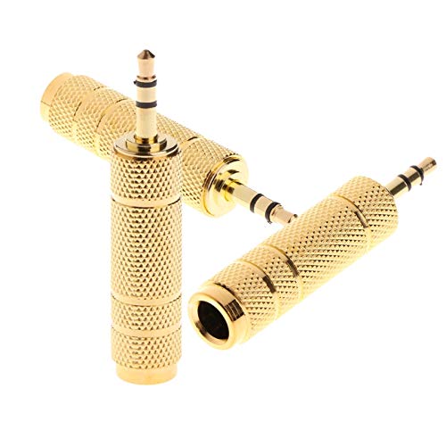 LipiWorld® 3.5mm Stereo Male to 6.3mm Stereo Female Adapter Converter Plug Jack -Gold (3 PCS) - Image 2