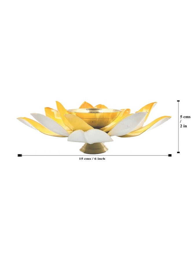 EIN SOF Brass Lotus Flower Home Decoration Diya for Puja - 5 inches Pooja & Home Decoration Akhand Diyas, Decorative Diwali Christmas & Return Gift Item - Green - Image 3
