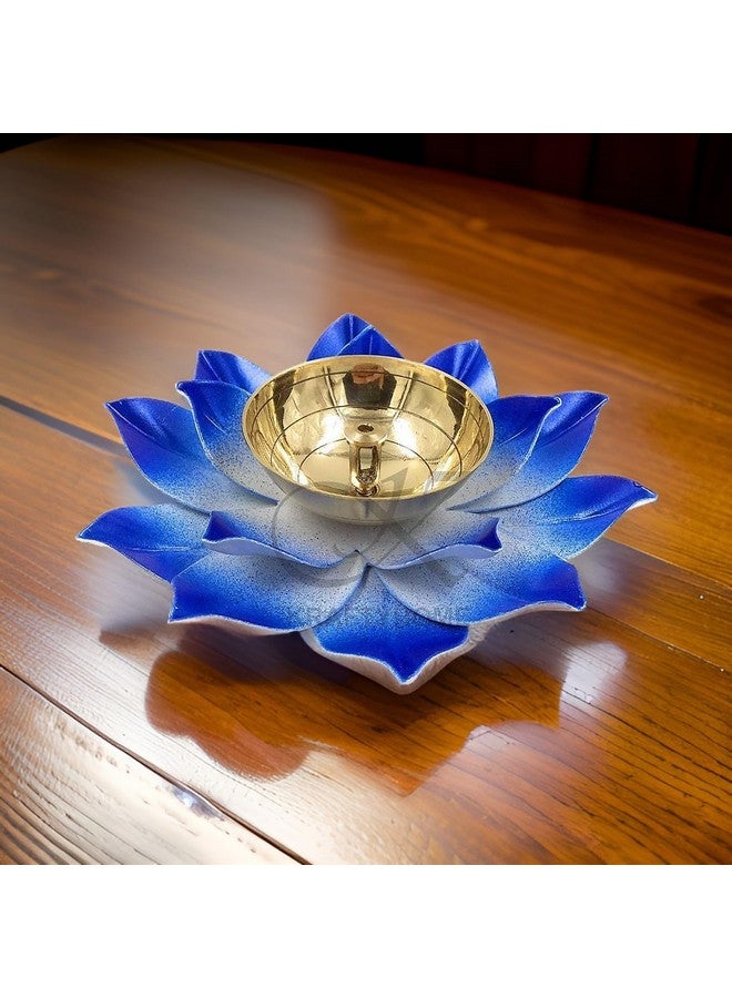 EIN SOF Brass Lotus Flower Home Decoration Diya for Puja - 5 inches Pooja & Home Decoration Akhand Diyas, Decorative Diwali Christmas & Return Gift Item - Green - Image 5