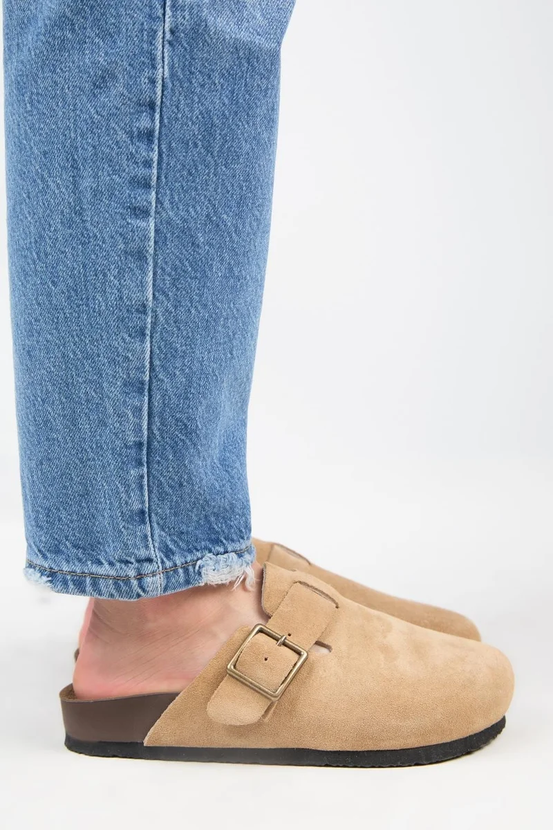 Manijero Manijero Zeta 2 Women's Genuine Leather Buckled Clogs Sand Slippers