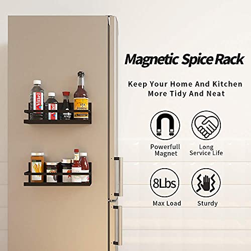 ZSIGNS 2 Pack Magnetic Spice Rack for Refrigerator,Spice Storage Fridge Shelf for Kitchen Organizer,Easy to Use,Drill free (Black, 2 Pack) - Image 4