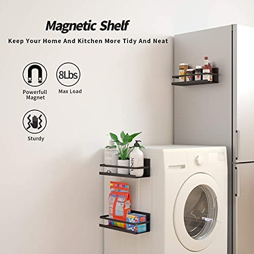ZSIGNS 2 Pack Magnetic Spice Rack for Refrigerator,Spice Storage Fridge Shelf for Kitchen Organizer,Easy to Use,Drill free (Black, 2 Pack) - Image 5