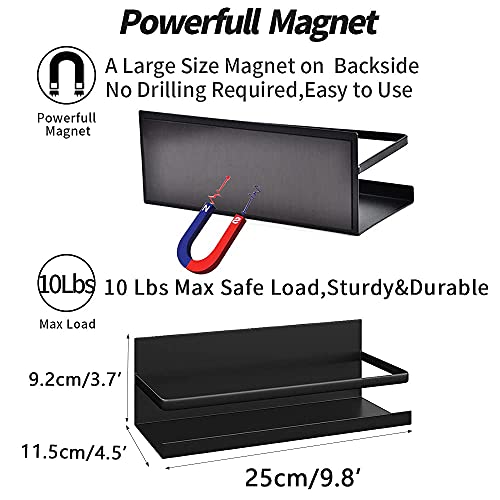 ZSIGNS 2 Pack Magnetic Spice Rack for Refrigerator,Spice Storage Fridge Shelf for Kitchen Organizer,Easy to Use,Drill free (Black, 2 Pack) - Image 2