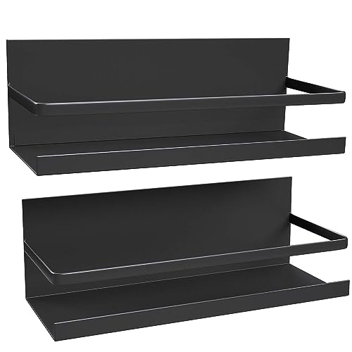 ZSIGNS 2 Pack Magnetic Spice Rack for Refrigerator,Spice Storage Fridge Shelf for Kitchen Organizer,Easy to Use,Drill free (Black, 2 Pack) - Image 1