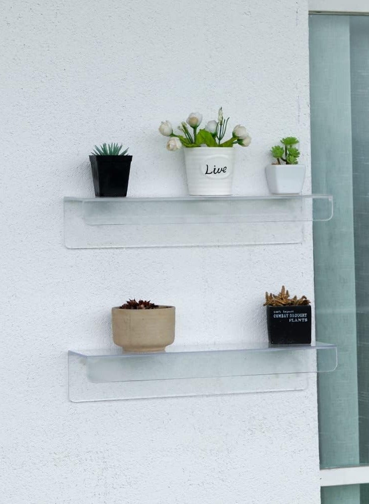 TPGP 4 PCS Clear Acrylic Floating Wall Ledge Shelf – 15 Inch Wall Mounted Nursery Kids Bookshelf, Invisible Hanging Shelves for Wall Storage, Toy Picture Ledge Display Shelf, Bathroom Storage Shelves - Image 4