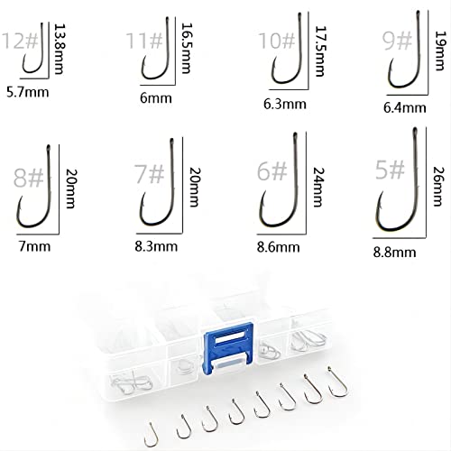 Sunkizzrs® 48Pcs High Carbon Steel Double Barb Fishing Hooks Carp Single Fish Hook Set Fly Fishing Accessories Jig Sea Hooks (#5―#12) - Image 2