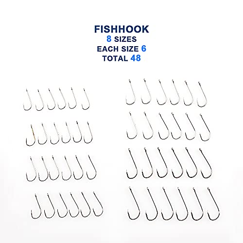 Sunkizzrs® 48Pcs High Carbon Steel Double Barb Fishing Hooks Carp Single Fish Hook Set Fly Fishing Accessories Jig Sea Hooks (#5―#12) - Image 5