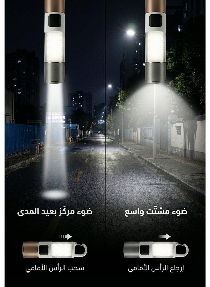 كشاف LED محمول متعدد الاستخدام مع فانوس وشاشة رقمية وشحن USB وإضاءة قوية - Image 4