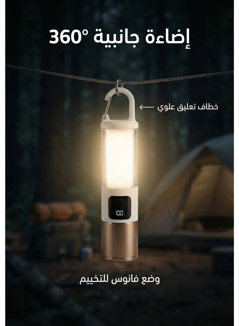 كشاف LED محمول متعدد الاستخدام مع فانوس وشاشة رقمية وشحن USB وإضاءة قوية - Image 2