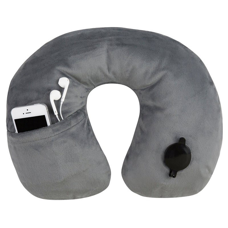Travelon Deluxe Inflatable Pillow, Gray - Image 1
