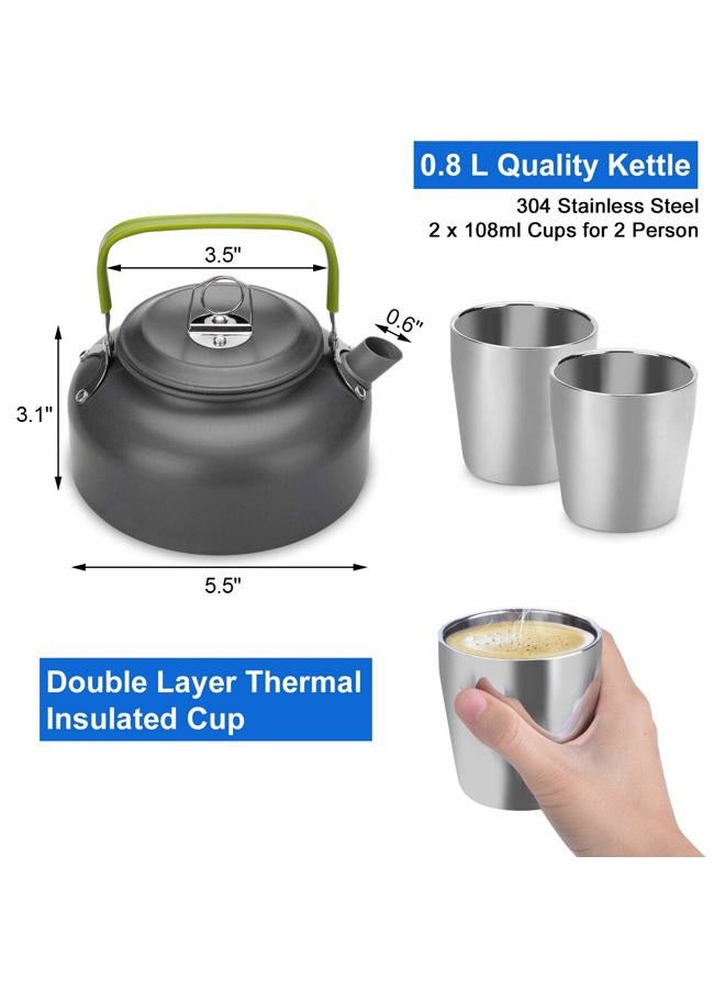 Odoland 10pcs Camping Cookware Mess Kit, Lightweight Pot Pan Kettle with 2 Cups, Fork Knife Spoon Kit for Backpacking, Outdoor Camping Hiking and Picnic - Image 5
