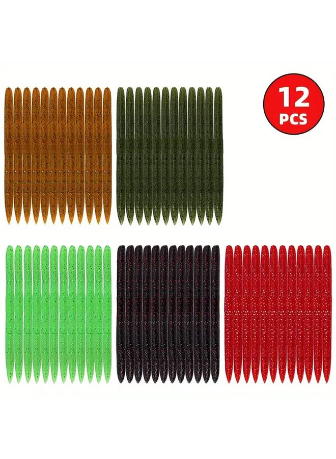 12pcs Noodle Worm Soft Bait Fishing Lures Set Floating Lead Free Fishing Tackle With Salt And Fishy Scent For Black Bream Fishing Model 21091 512 - Image 1