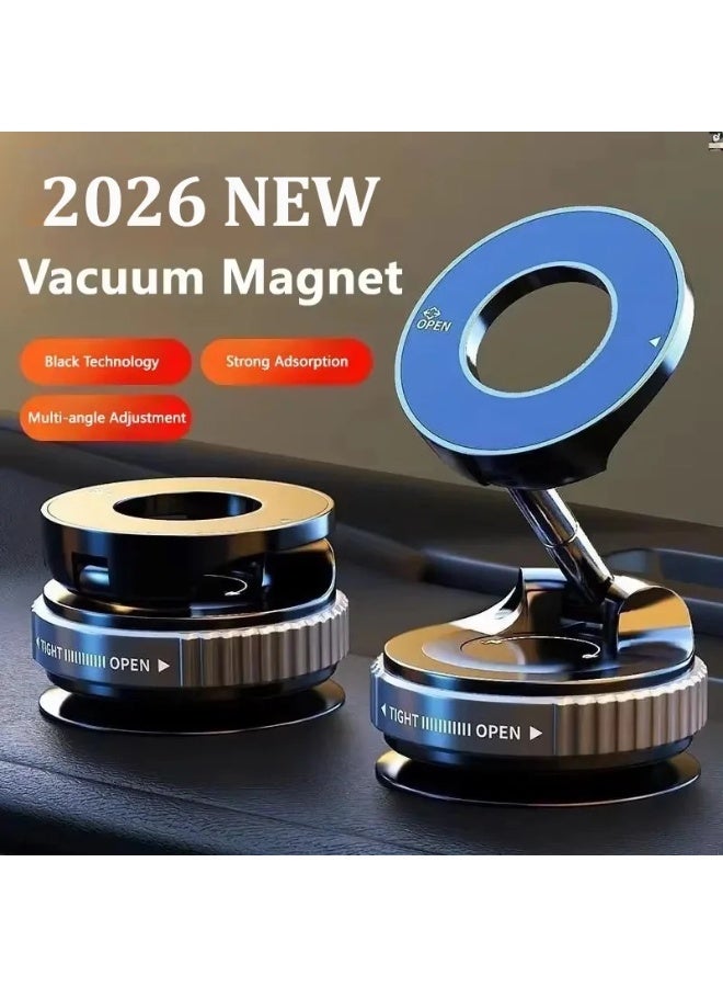 Vacuum Magnetic Car Phone Holder 360° Rotatable, Foldable Retractable Suction Cup Mount with Strong N52 Magnet for MagSafe iPhone & Android – Dashboard/Windshield/Mirror/Gym Stand - Image 1
