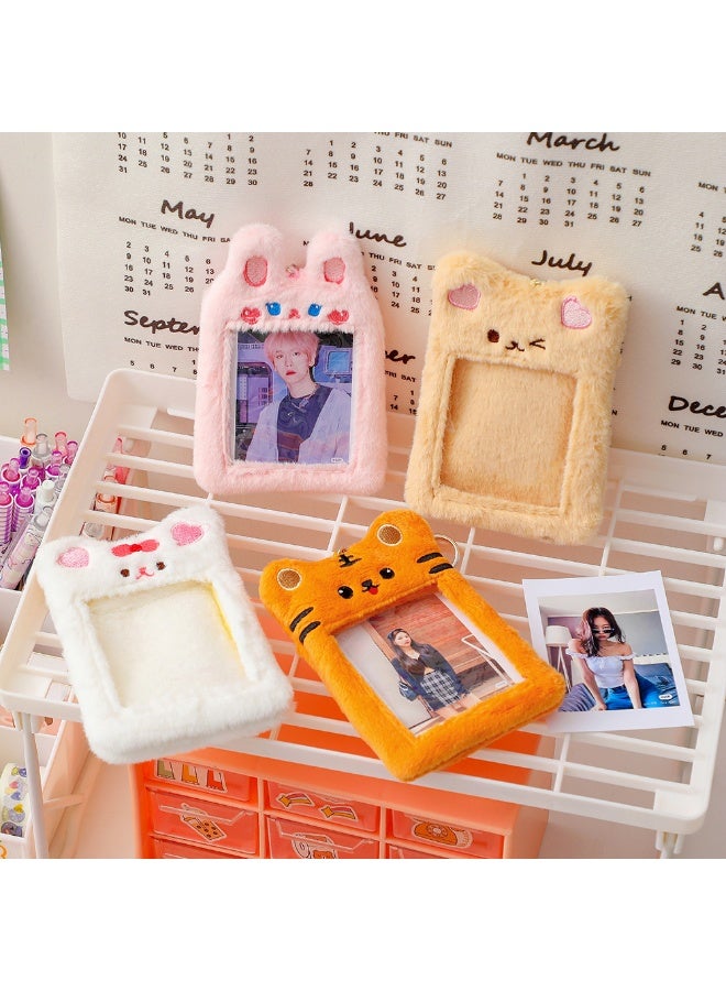 NIBEMINENT 1 - Piece Plush Bear Guka Kpop Photo Card Holder Pendant Key Chain ID Badge Holder ID Card Holder Photo Card Protector for School ID Office ID Access Card for Women Girls - Image 2