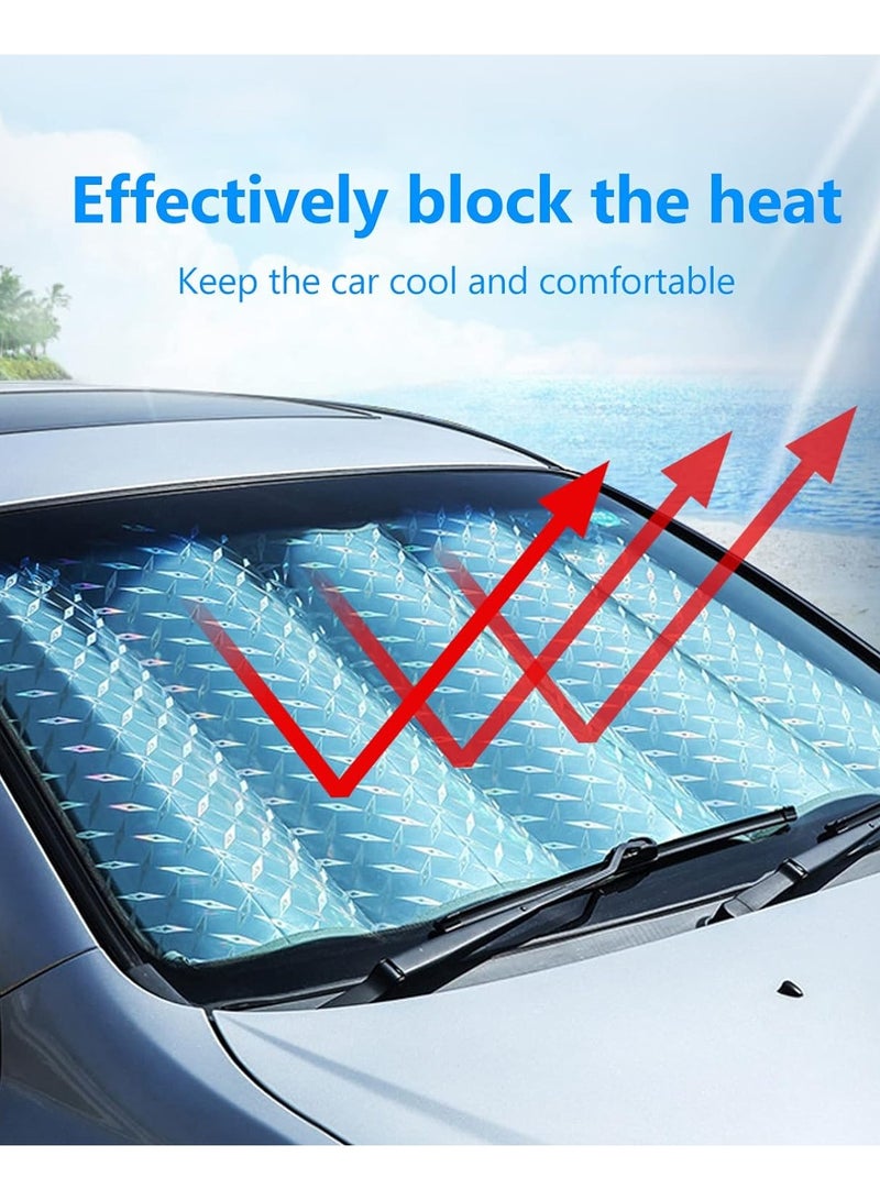 AUTOYSUR Car Windshield Sun Shade, Foldable Reflector Sunshade Offers Ultimate Protection for Car Interior, Cool Reflective Sun Blocker, UV Rays and Heat Sun Visor Protector - Image 3