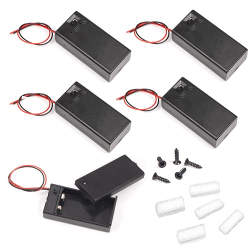 LampVPath (Pack of 5 9v Battery Holder, 9 Volt Battery Holder with Switch, 9v Battery Case with Switch - Image 1