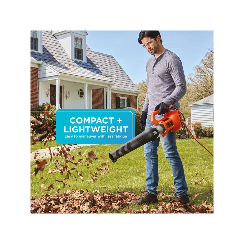 BLACK+DECKER BLACK + DECKER Electric Leaf Blower, Hand Held Blowers for Lawn Care, Up to 450 CFM and 140 MPH Power, Axial, Lightweight, Corded (BEBL750) - Image 5