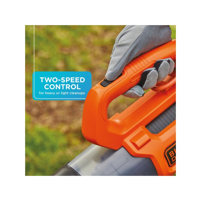 BLACK+DECKER BLACK + DECKER Electric Leaf Blower, Hand Held Blowers for Lawn Care, Up to 450 CFM and 140 MPH Power, Axial, Lightweight, Corded (BEBL750) - Image 4