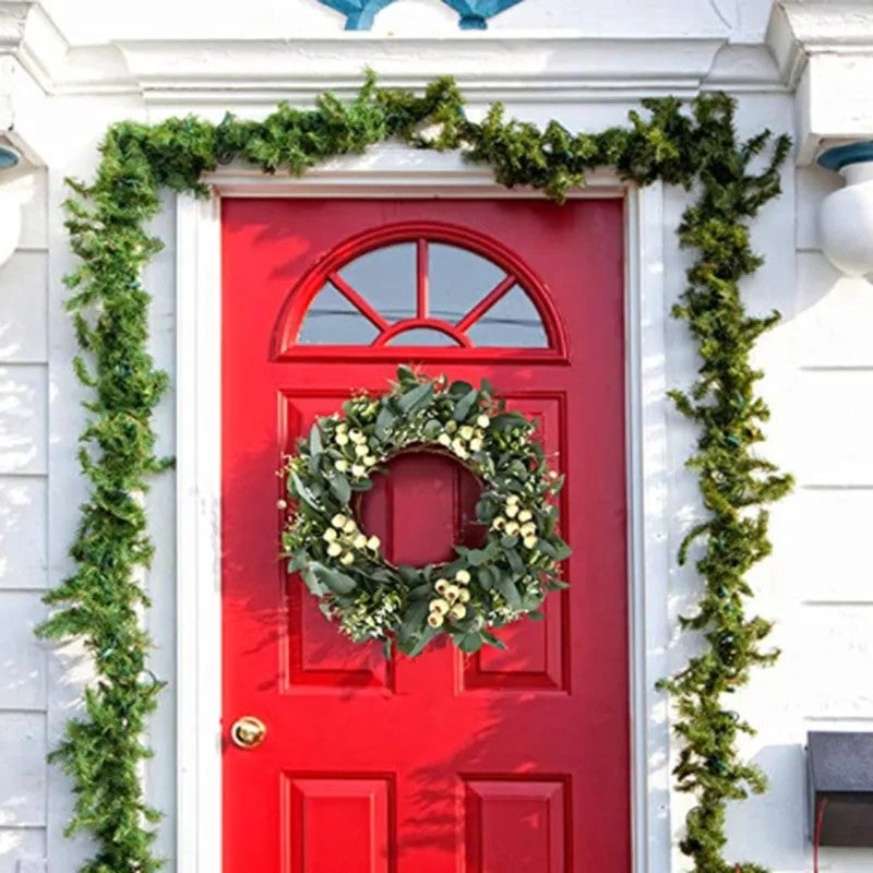 Y&D Round Eucalyptus Wreath - Artificial Greenery Wreath with Faux Flowers for Front Door, Wall & Window Decor - Image 4
