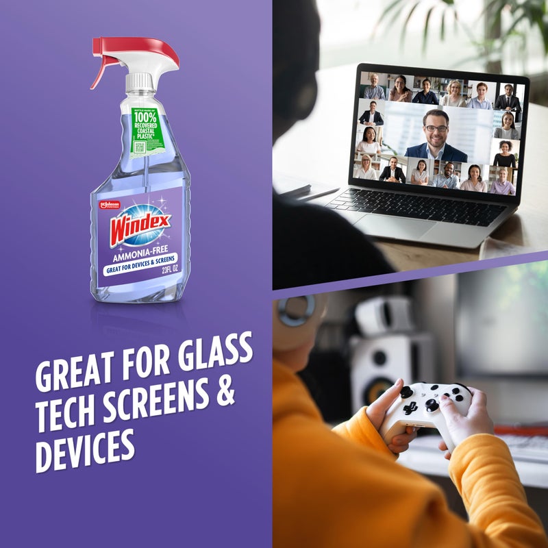 Windex Glass and Window Cleaner Spray Bottle, Ammonia Free, Packaging Designed to Prevent Leakage and Breaking, Surface Cleaning Spray, Crystal Rain Scent, 23 Fl Oz - Image 5