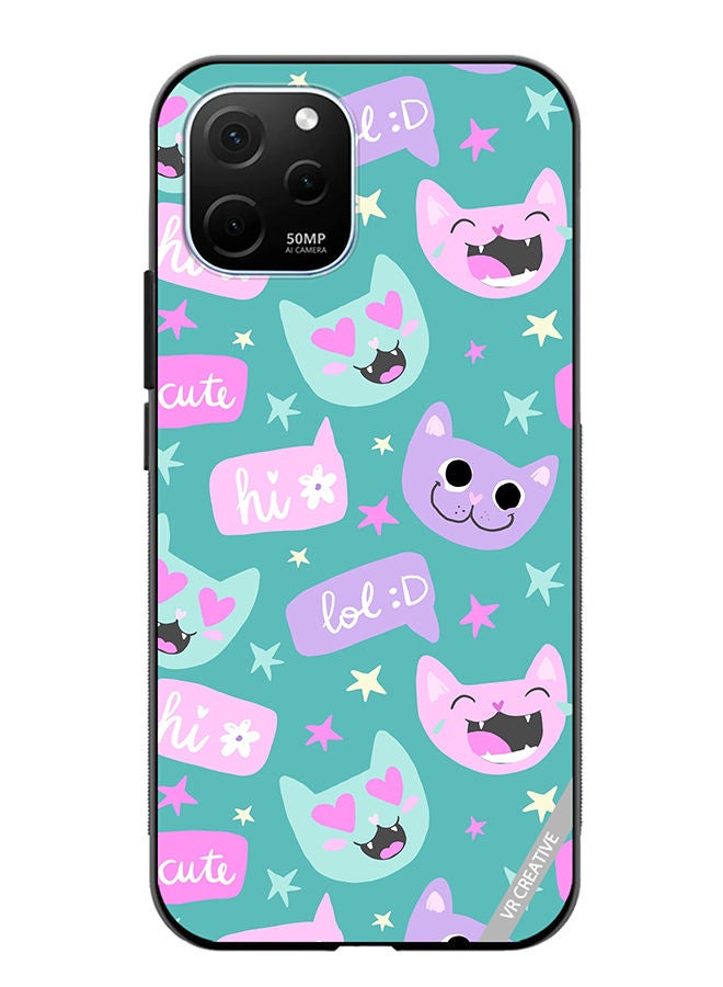 VR CREATIVE Protective Case Cover For Huawei Enjoy 50z Cat Had And Bubble Speech Design Multicolour - Image 1