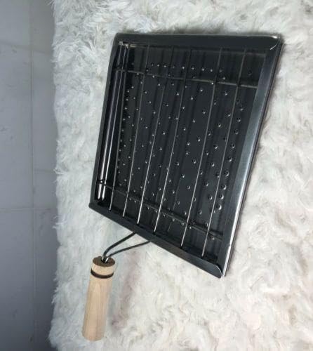 SHREESAMP SHREESAMP BBQ Toaster for Baingan Bhartha Cooking Chapati Toast Grill Home Kitchen Roaster with Wood Handle Roasting Papad Baking Rotis and Parathas [33x21x1.5CM]  - Image 5
