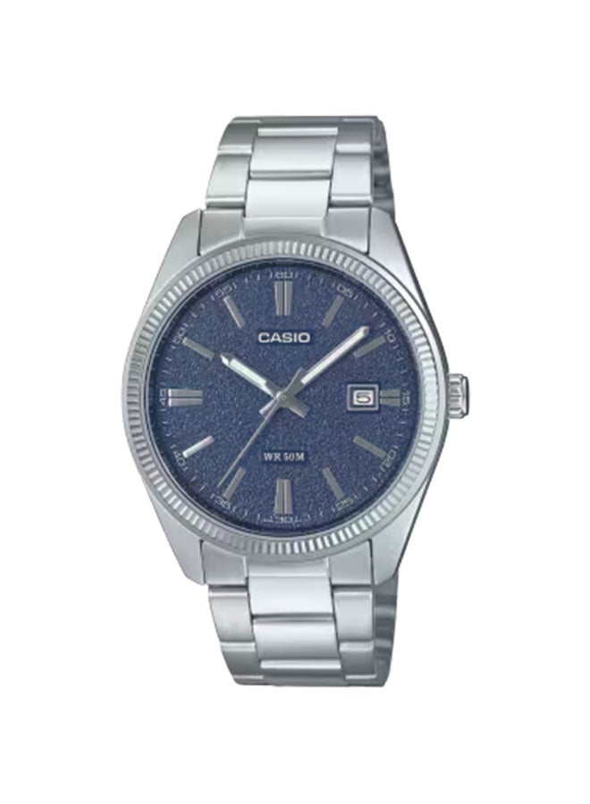 Casio Men’s Watch MTP-1302DA-2A1VDF – Stainless Steel Bracelet, Matte Blue Dial, Date Display, 50 m Water Resistant, Quartz Movement