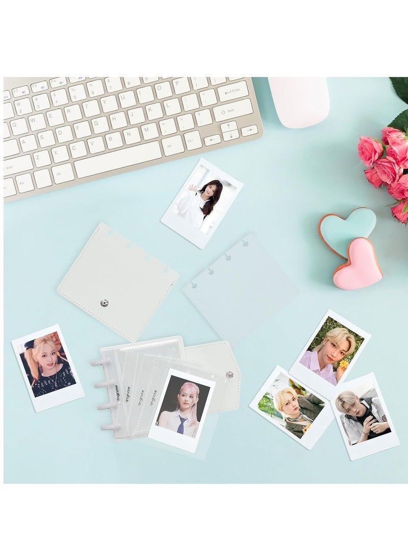Photocard Binder 3 Inch Kpop Binder Detachable Kpop Photocard Holder Book, Button Design Mini Photo Album Kpop Photocard Binder Album with 45 Pockets Fits 90 Photocards  - Image 4