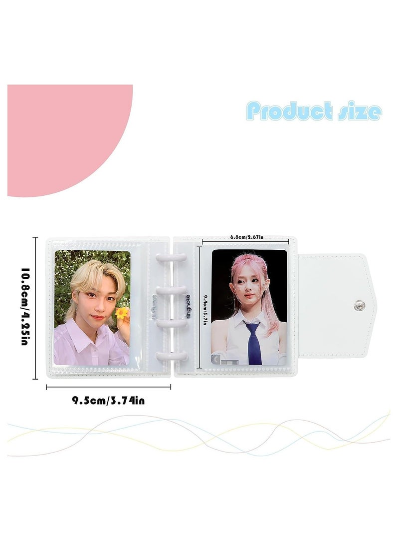 Photocard Binder 3 Inch Kpop Binder Detachable Kpop Photocard Holder Book, Button Design Mini Photo Album Kpop Photocard Binder Album with 45 Pockets Fits 90 Photocards  - Image 3