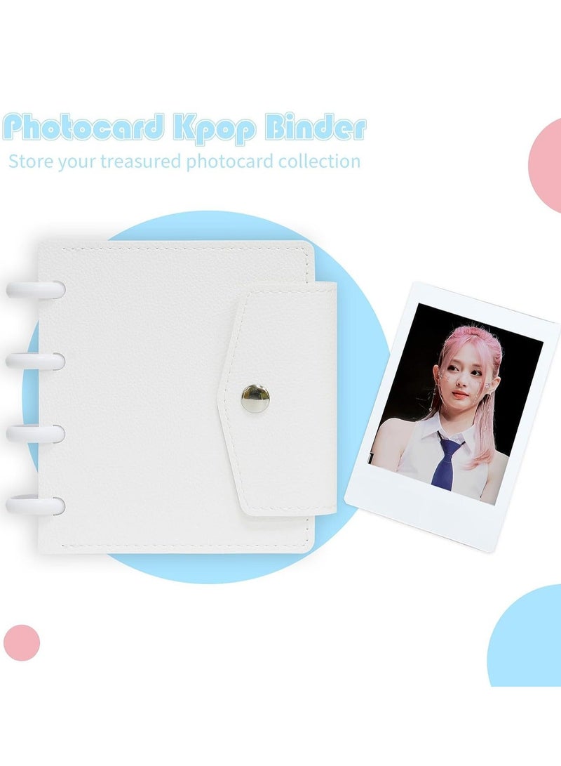 Photocard Binder 3 Inch Kpop Binder Detachable Kpop Photocard Holder Book, Button Design Mini Photo Album Kpop Photocard Binder Album with 45 Pockets Fits 90 Photocards  - Image 2