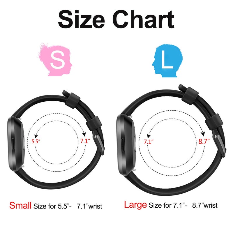 AK Sports Bands Compatible for Fitbit Versa 2/Versa, Soft Elastomer Multi-colors Replacement Wristbands for Fitbit Versa 2 Smart Watch (Black, Small) - Image 5