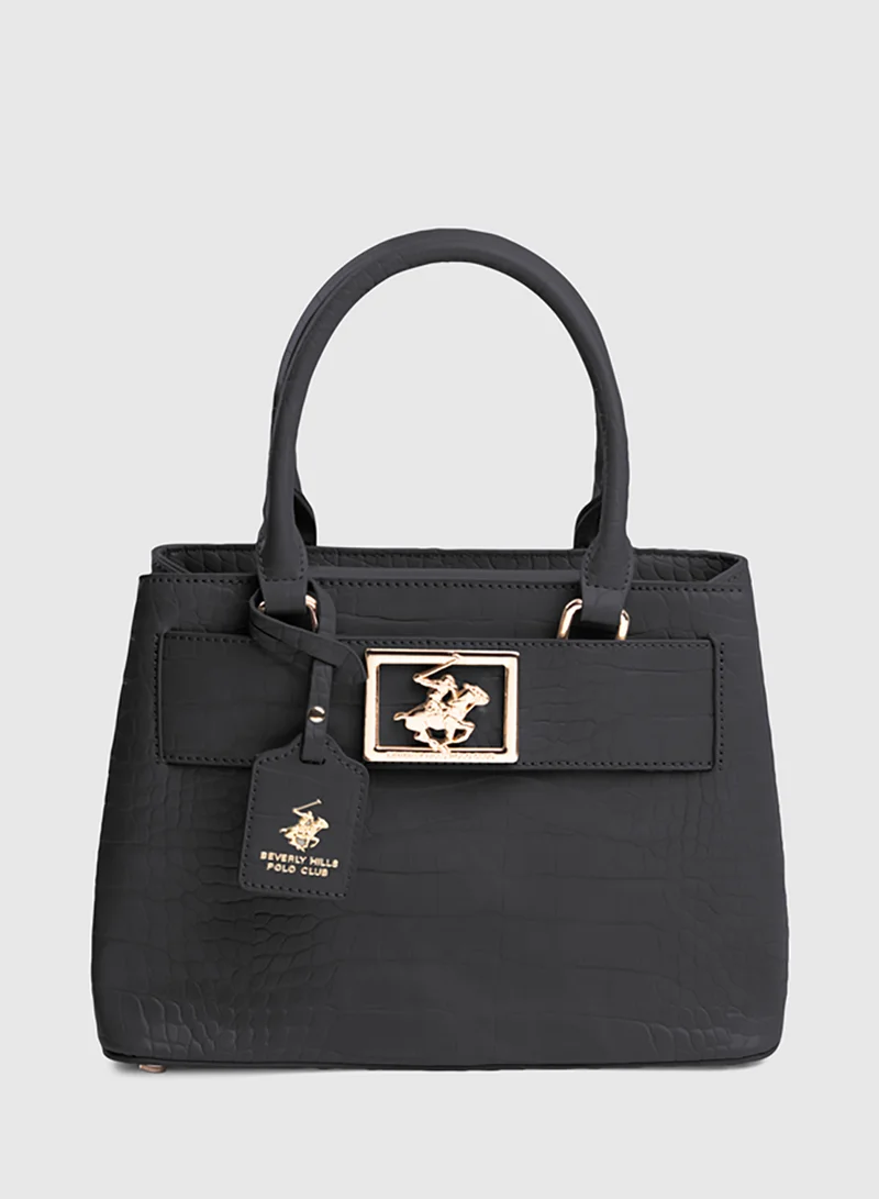 BEVERLY HILLS POLO CLUB Croc Textured Satchel Bag