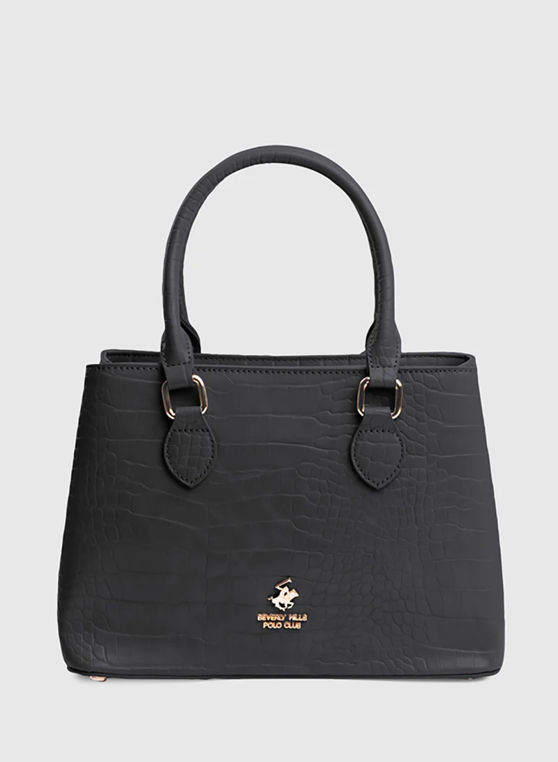BEVERLY HILLS POLO CLUB Croc Textured Satchel Bag
