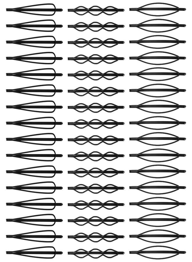 Styquenzer 48 Pieces Black Bobby Pins for Women, 2.7 Inch Geometric Metal Hair Clips Simple Plain Non Slip Black Metal Hair Clips Barrettes Vintage Hairpins Mini Bobby Pin for Women and Girls (3 Style) - Image 1