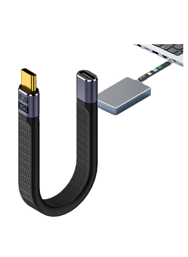 SYOSI 40Gbps USB4 Male to Female Straight Slim Flat Extension Cable 13cm with 240W Charg-ing and 8K@60Hz Compatible with Thunderbolt3/4 - Image 1