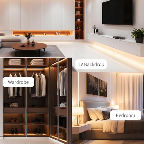 iNextStation 12V Warm White LED Strip Lights 16.4FT, Flexible Silicone Neon Rope Light, Waterproof, Cuttable, Dimmable & Linkable, for Cabinet, Ceiling, Wall, Bedroom, Kitchen, Garage (No Adapter) - Image 5