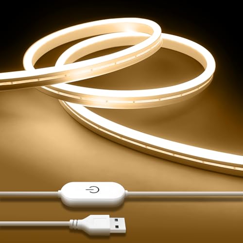 iNextStation 12V Warm White LED Strip Lights 16.4FT, Flexible Silicone Neon Rope Light, Waterproof, Cuttable, Dimmable & Linkable, for Cabinet, Ceiling, Wall, Bedroom, Kitchen, Garage (No Adapter) - Image 1