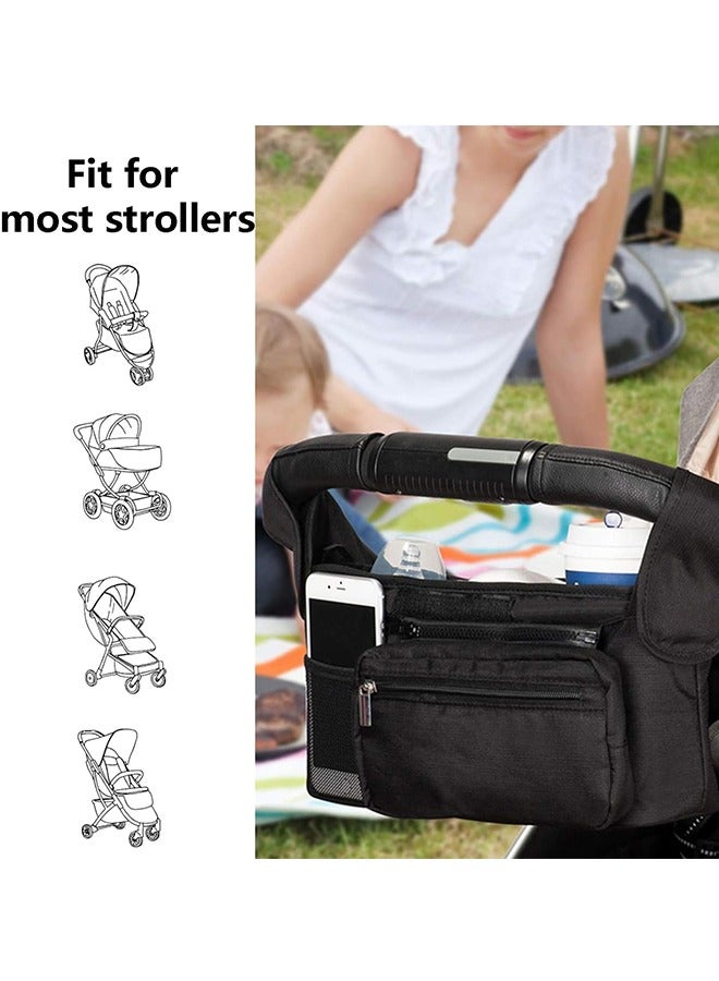 JCB CHIC Universal Stroller Organizer With 2 Insulated Cup Holders, Detachable Phone Bag & Shoulder Strap for Milk Bottle, Diaper, Mobile Phone & Snacks - Stroller Accessories for Baby Strollers - Image 3