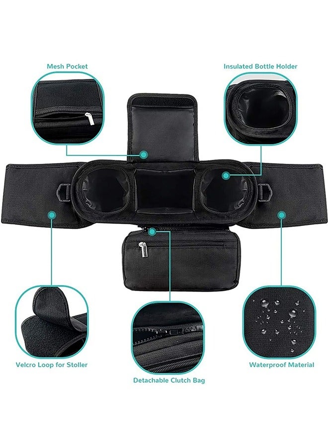 JCB CHIC Universal Stroller Organizer With 2 Insulated Cup Holders, Detachable Phone Bag & Shoulder Strap for Milk Bottle, Diaper, Mobile Phone & Snacks - Stroller Accessories for Baby Strollers - Image 5